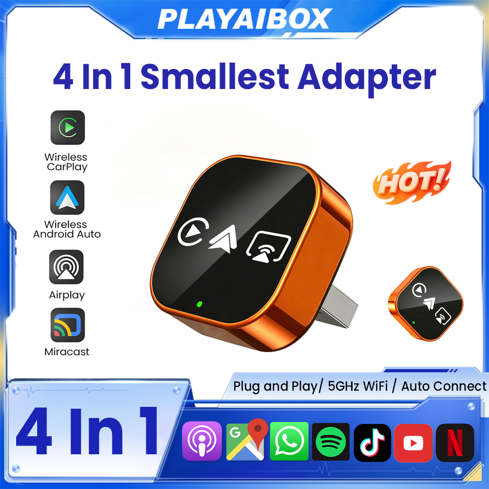 Wifi Smart Plug - 2026 4in1 新型アップグレードCarPlayアダプター ワイヤレスAndroid Autoミラーリング スマートMiNi
