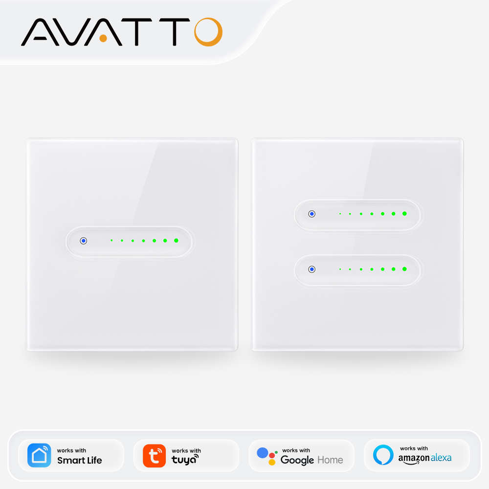 Smart Light Switch Wifi - AVATTO WiFi 1/2 ギャングスマート調光スイッチ、EU 調光ライトスイッチタッチガラスパネル制御 Tuya