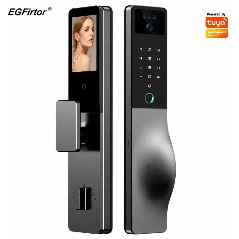 Smart Door Lock Wifi - スマートロック、インターホン、パスワード、Tuya対応、リモコン操作、指紋認証、受動式電子スマートドアロック