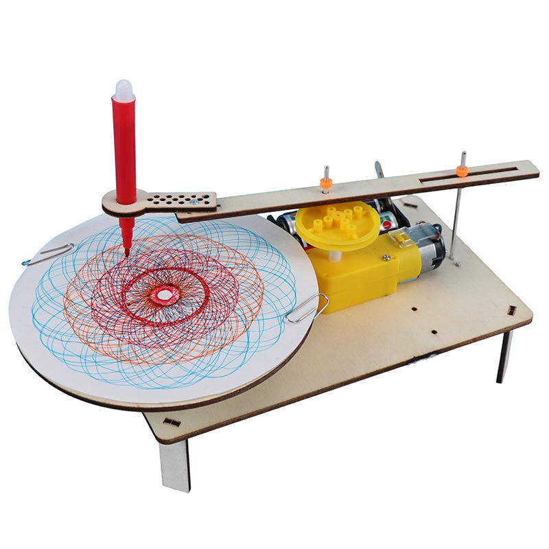 Electronics Project Kit - 1-3個入り DIY木製電動プロッター描画ロボットおもちゃ STEMモデル 科学電子キット 自動描画 物理実験おもちゃ