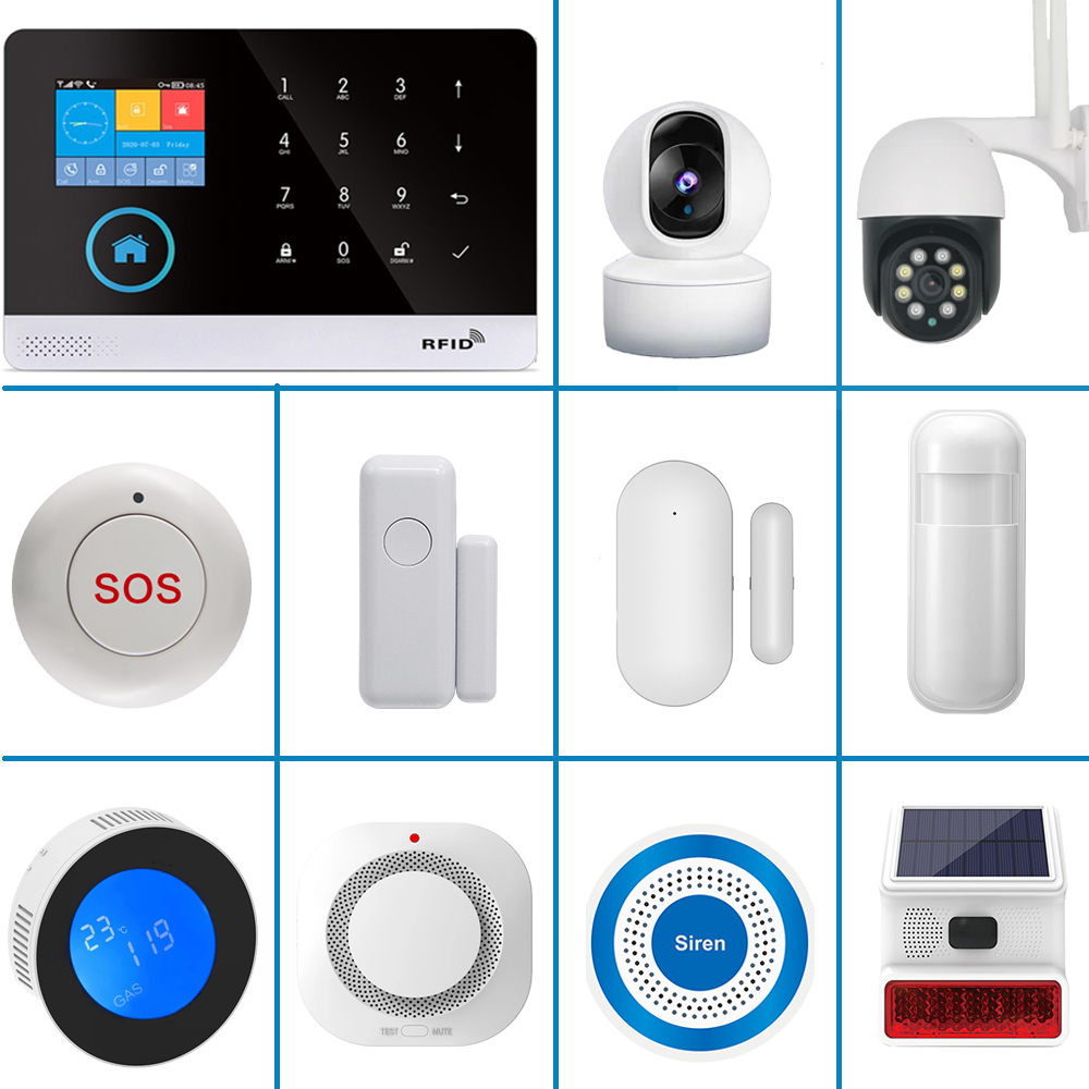 Smart Home Automation Kit - PGSTインテリジェントアラームデバイス、433MHzアンチロボット端末検知器、インテリジェントライフコントロール、人体検知器、煙警報器
