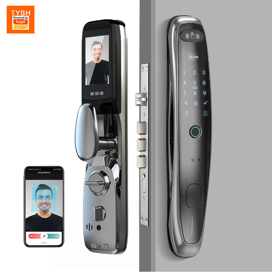 Smart Door Lock Wifi - Tuya WiFiカメラ スマートロック 3D顔認証 デジタル指紋認証 電子Tuyaスマートドアロック