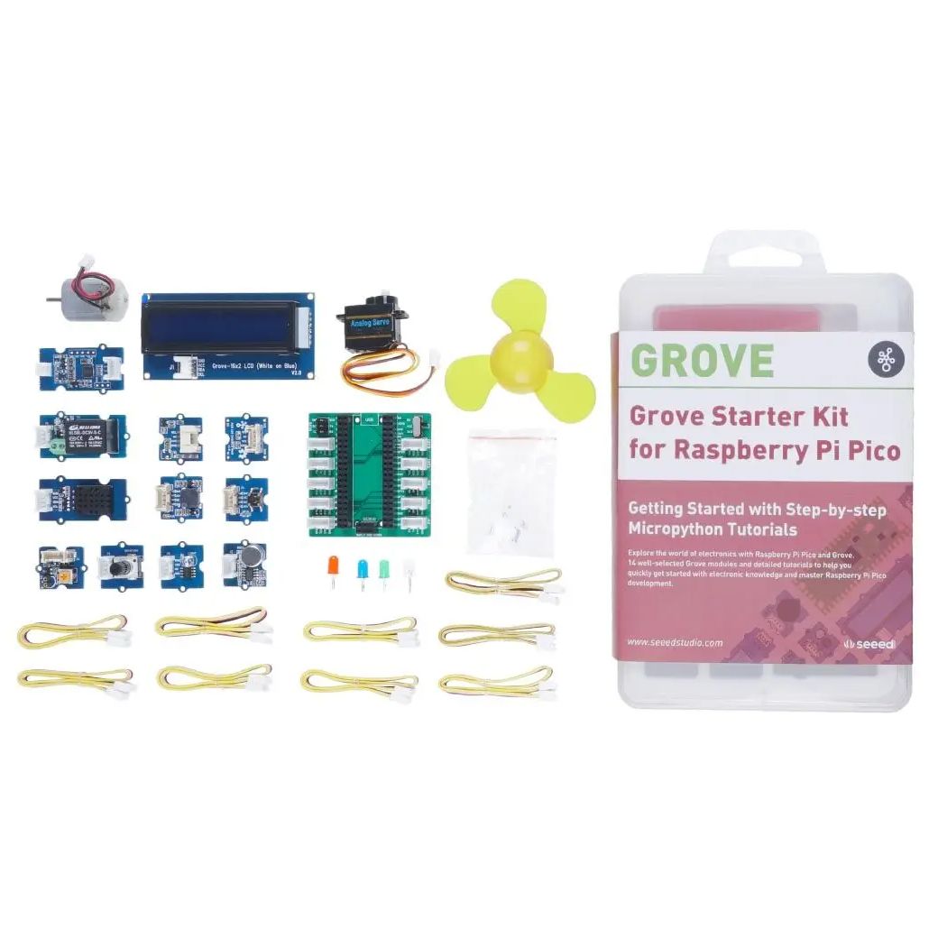 Sensor Kit Arduino - Groveスターターデベロップメントボード Arduino MicroPythonキット（Raspberry Pi Pico用）無料コース付き、5つのセンサーと5つのアクチュエータを含む