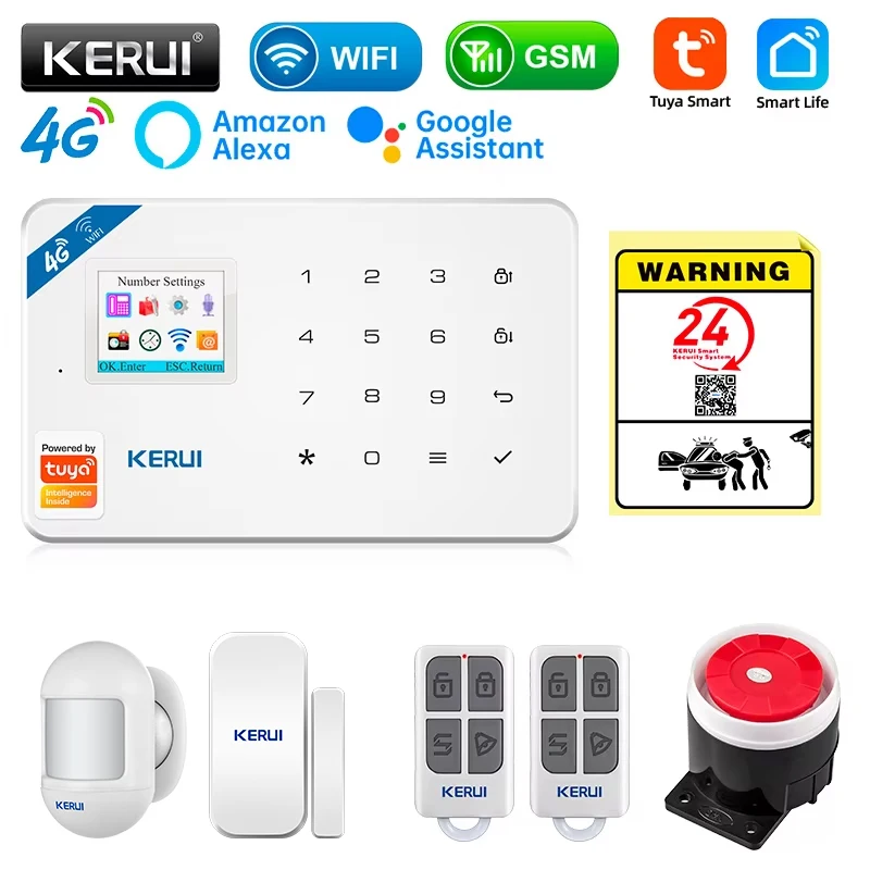 Smart Home Automation Kit - KERUI セキュリティ警報システムキット W184 4G WIFI GSM