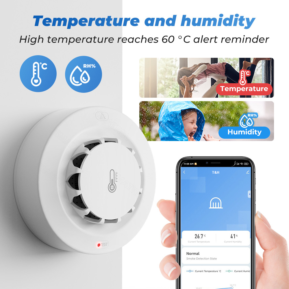 Tuya WiFi 温度と湿度センサー 煙探知機 保護アラー - Wifi Thermostat のレビューと価格