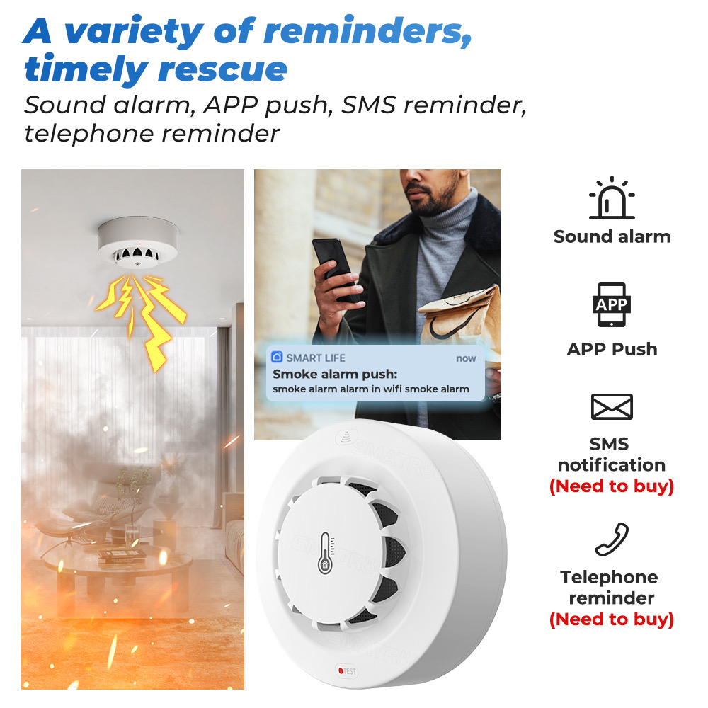 Tuya WiFi 温度と湿度センサー 煙探知機 保護アラー - Wifi Thermostat のレビューと価格