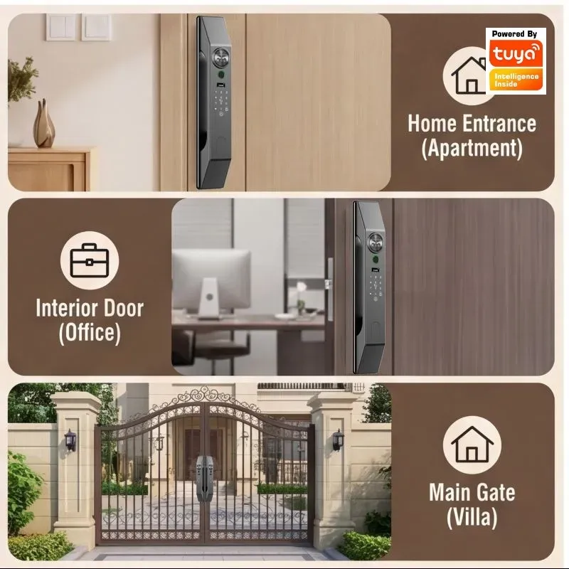 多言語対応、顔認識、パスワード、指紋認証機能を備えたスマート - Smart Door Lock Wifi のレビューと価格