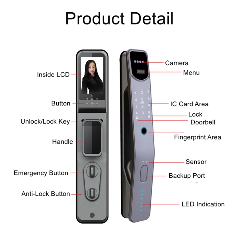 Tuya-電子指紋スマートドアロック,3D,顔認識,アプリケ - Smart Door Lock Wifi のレビューと価格