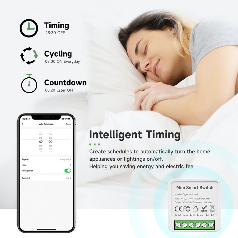 Tuya スマート WiFi スイッチモジュール 16A 2 - Smart Light Switch Wifi のレビューと価格