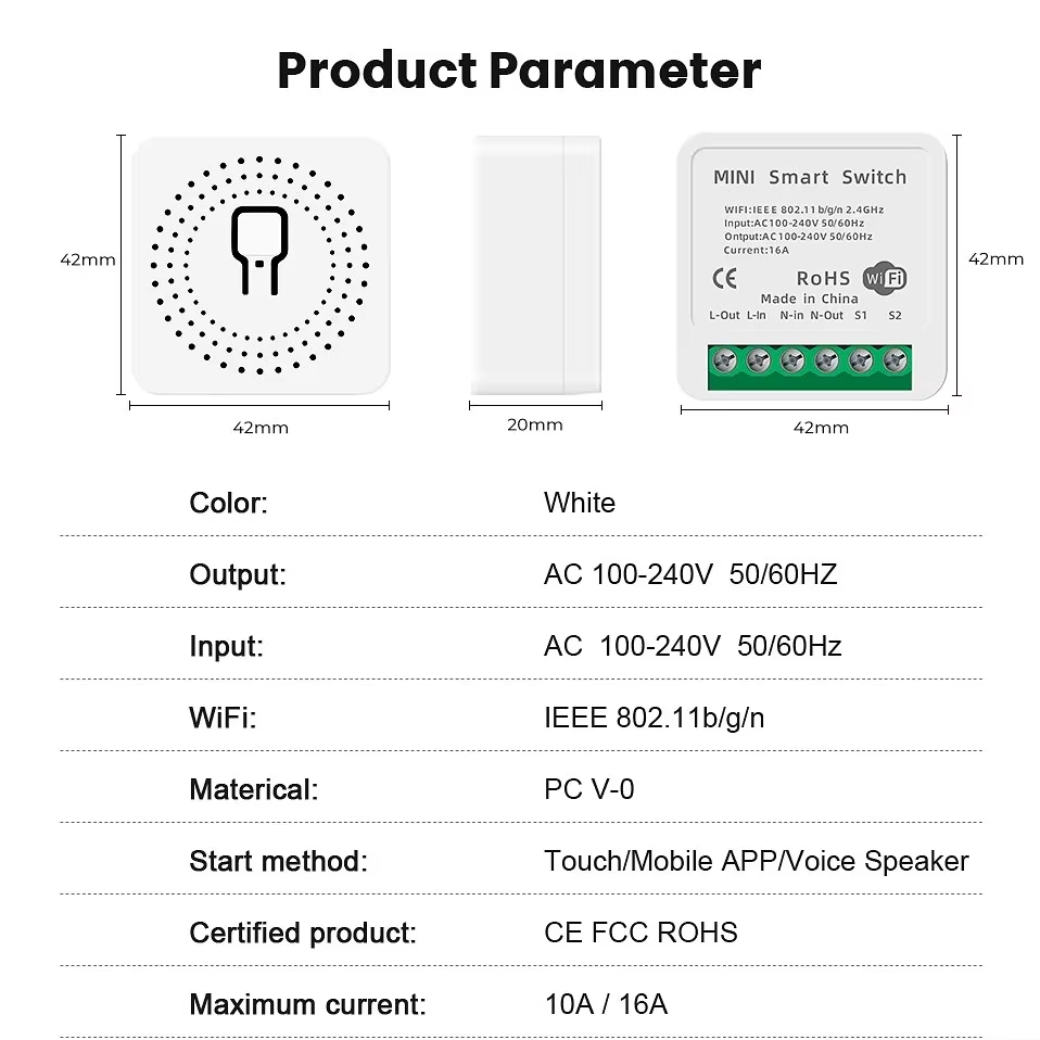 Tuya mini 16a wifiスイッチスマートライフア - Smart Home Automation Kit のレビューと価格
