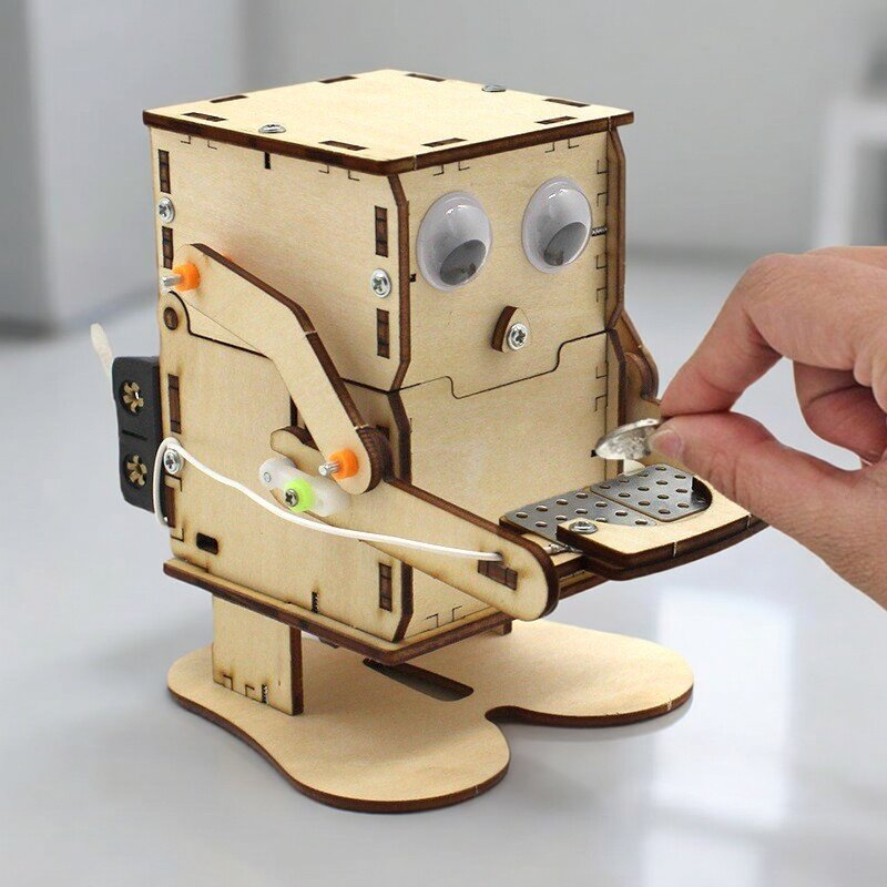 木製組み立てDIYロボットコイン食いしん坊モデルSTEMプロ - Stem Robotics Kit のレビューと価格