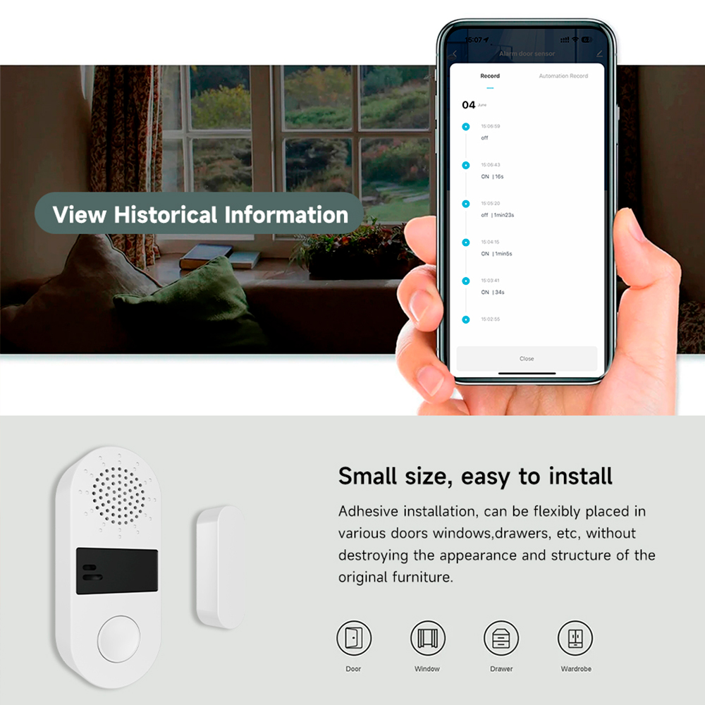 Tuya Zigbee ワイヤレスドアウィンドウ接触センサー - Smart Home Automation Kit のレビューと価格