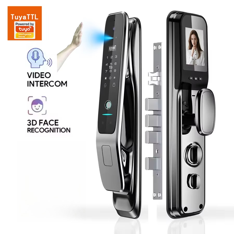 Tuya全自動スマートドアロック、3D顔認証と指紋認証による - Smart Door Lock Wifi のレビューと価格