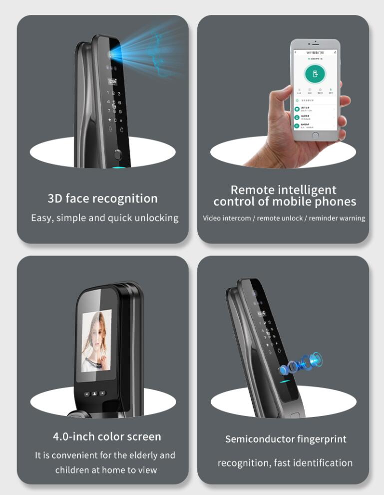 Tuya全自動スマートドアロック、3D顔認証と指紋認証による - Smart Door Lock Wifi のレビューと価格