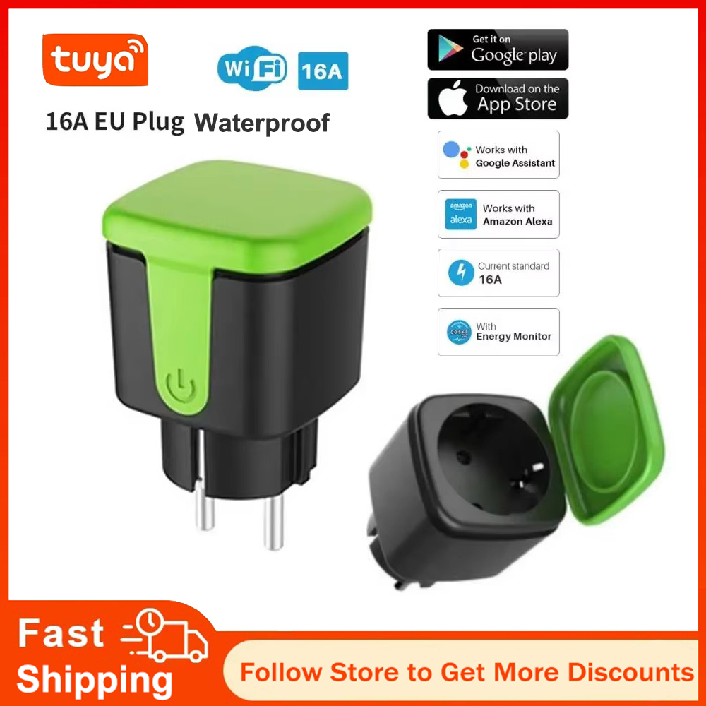 Tuya EU 16A WiFiスマート防水ソケット屋外用ソ - Wifi Smart Plug のレビューと価格
