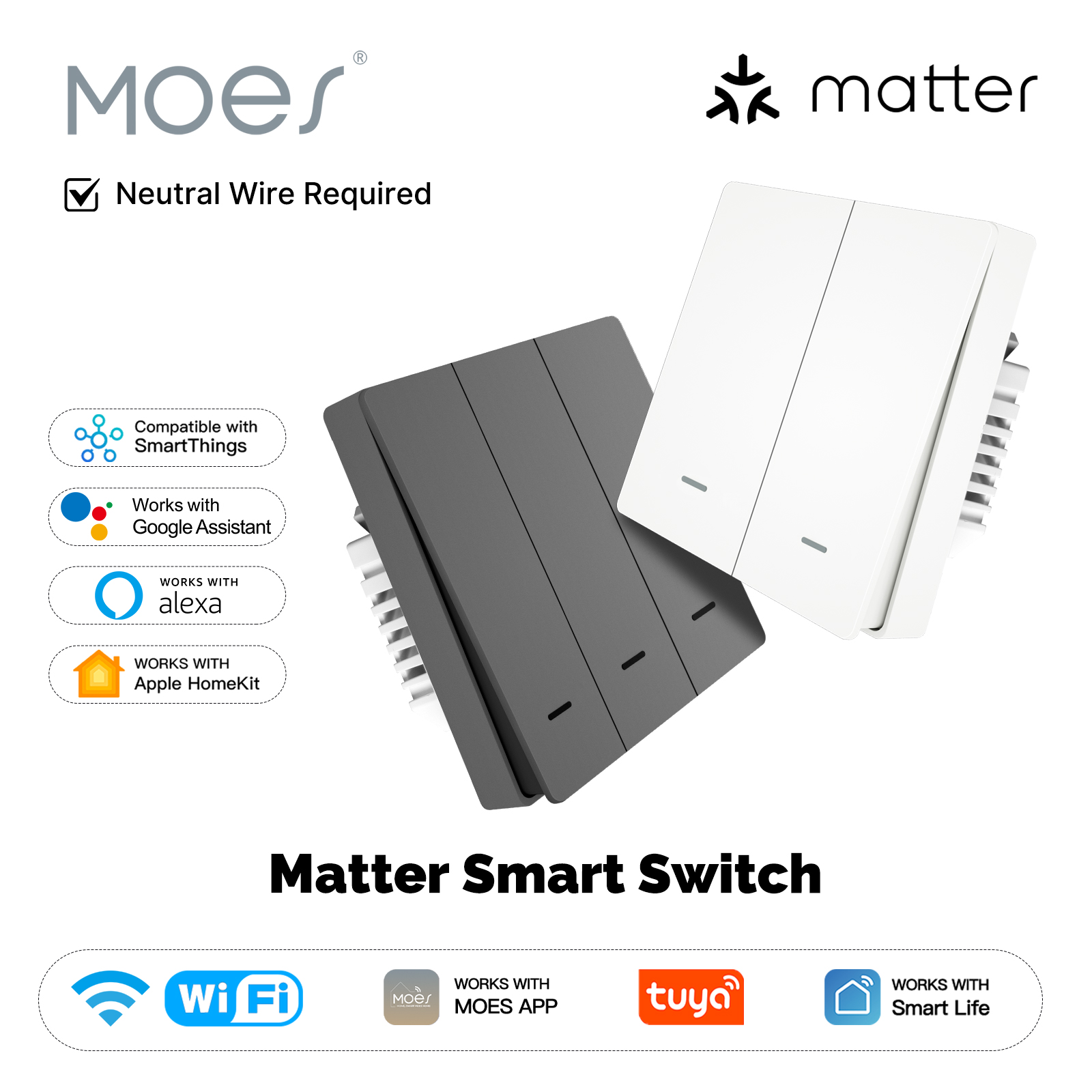 MOES Matter Tuya WiFi スマート ライト - Smart Light Switch Wifi のレビューと価格