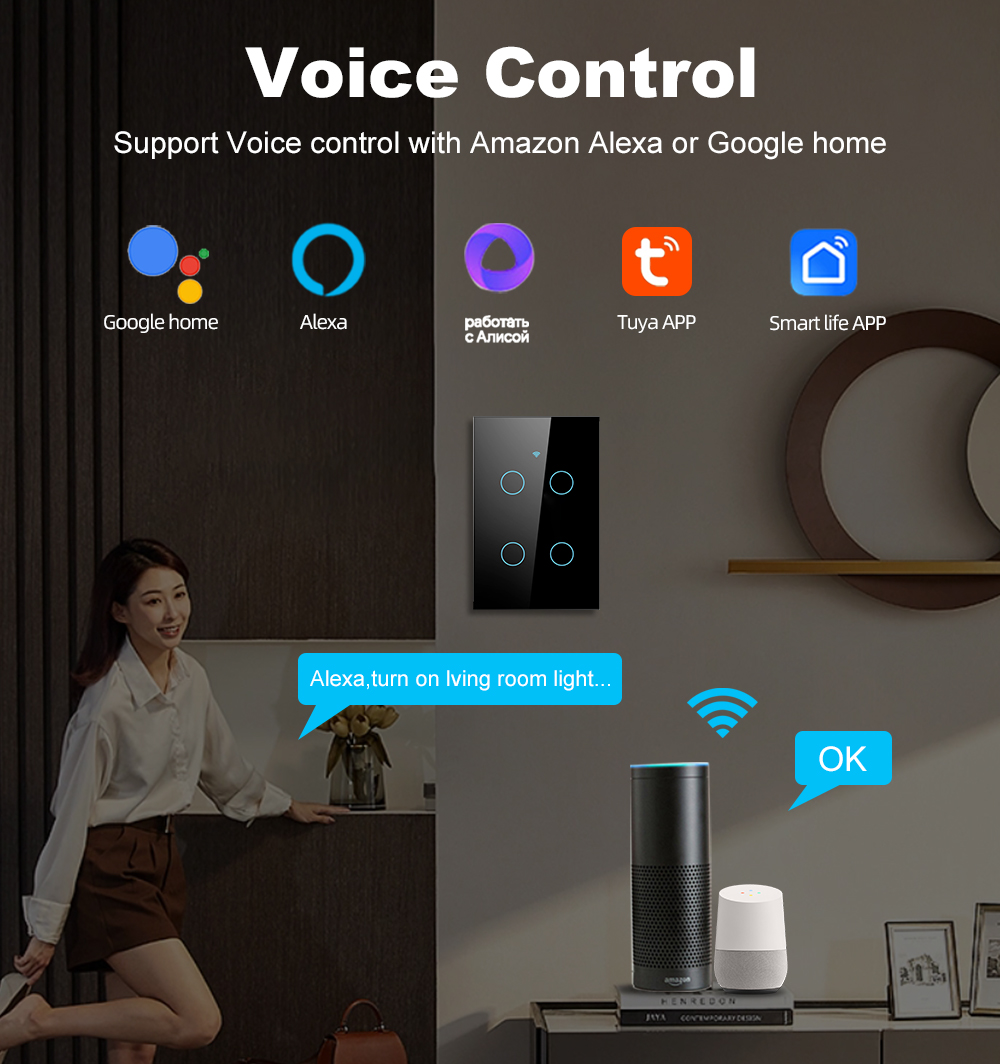 スマートライフ Wifi+Bluetooth タッチライトウ - Smart Light Switch Wifi のレビューと価格