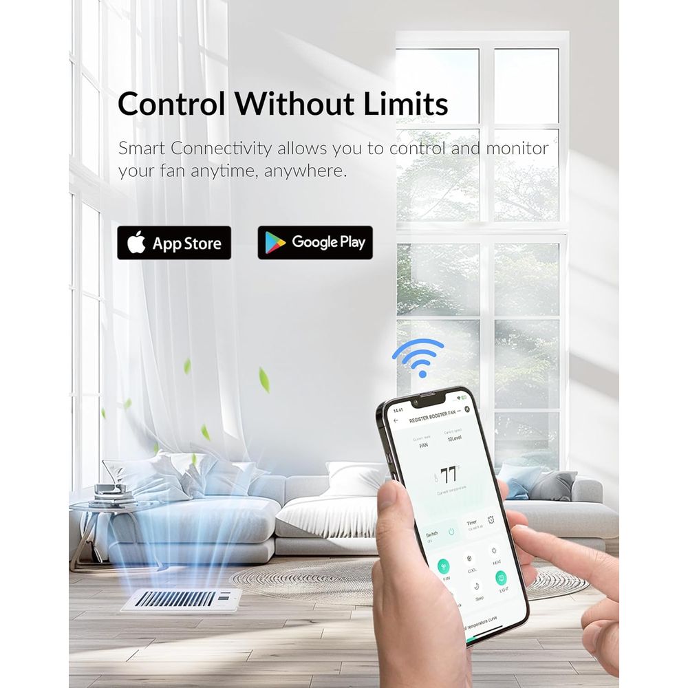 超静音レジスターブースターファン（4インチ×10インチのレジ - Wifi Thermostat のレビューと価格