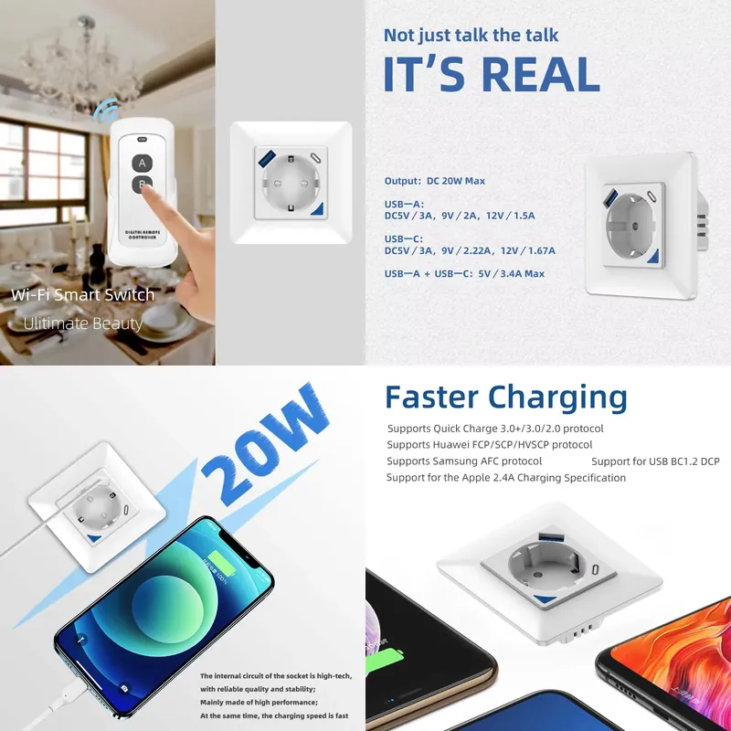 アプリ対応スマートリモコンEU規格電源16AスマートWiFi - Wifi Smart Plug のレビューと価格