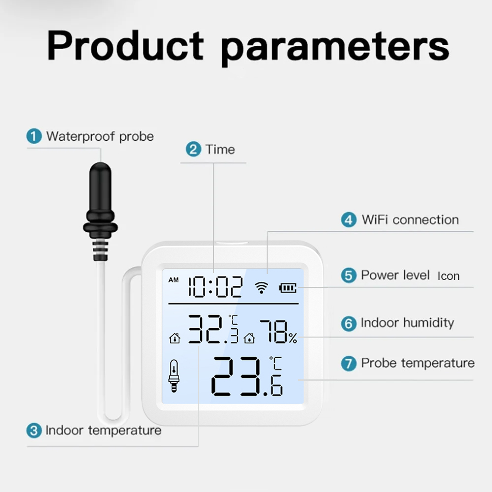 外部プローブ付きWiFi湿度温度センサー、屋内/屋外用Tuy - Wifi Thermostat のレビューと価格