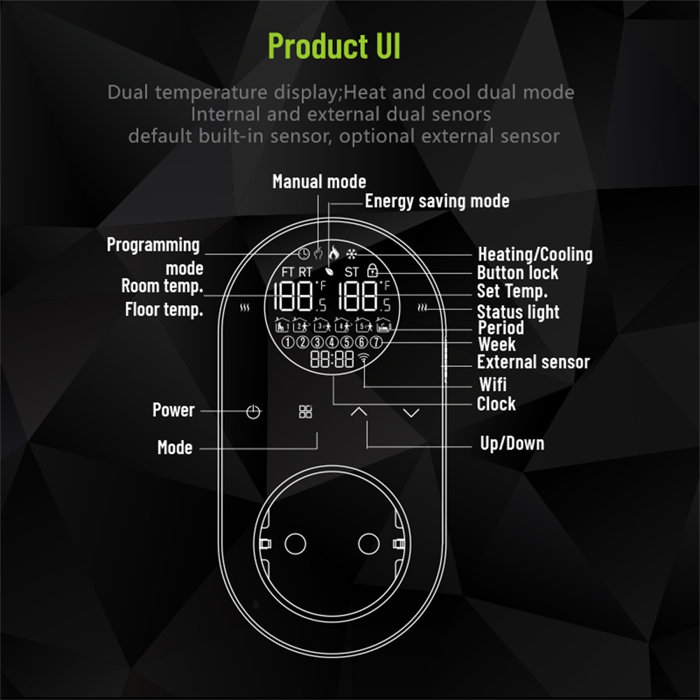 新しいデュアルセンサーサーモスタット WIFI スマート A - Wifi Thermostat のレビューと価格